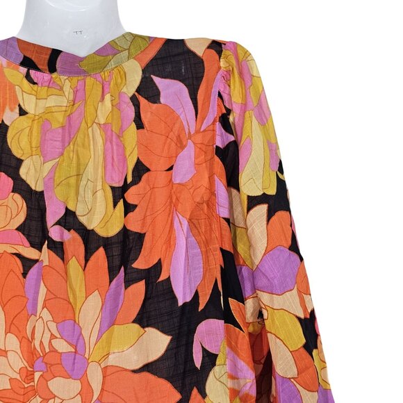 Seafolly Womens Floral Long Sleeve Palm Spring Tier Swing Dress Black S/M NWT - Picture 10 of 16